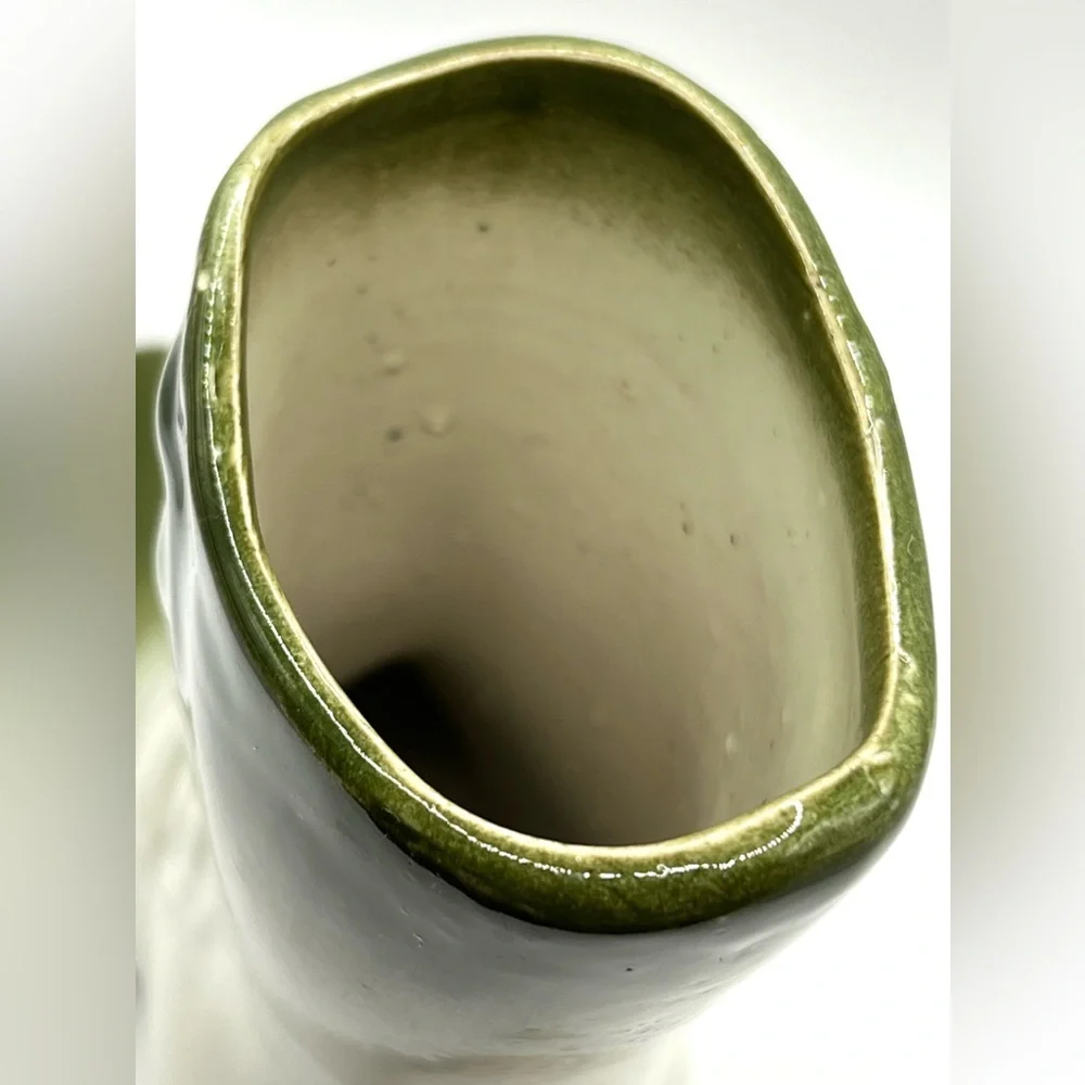 Victorian Style Ceramic Boot Green/White Planter Pottery Decorative Vase 7.5